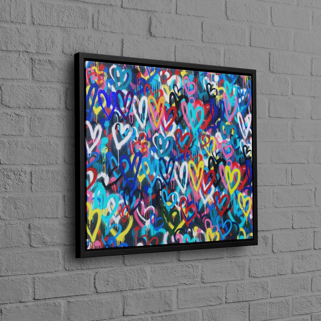 Extra Large Abstract Heart Themed Colorful Graffiti Art on Canvas Ideal for Wall Decoration in Living Room Bedroom Office or Lounge