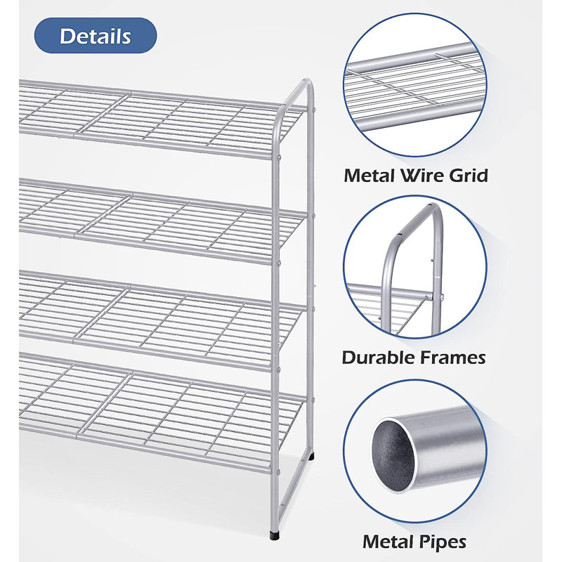 24 Pair Stackable Shoe Rack, Gray