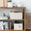 Large Storage Baskets For Shelves, Rectangular Closet Organizers With Handles, Foldable Closet Storage Baskets For Utility Room, 3-Pack, Beige Stripes