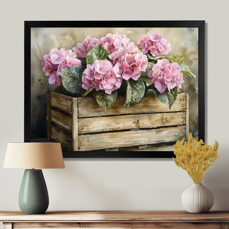 Drishty - Floral Wall Art, Single Picture Framed Print, 30" H x 40" W, Black