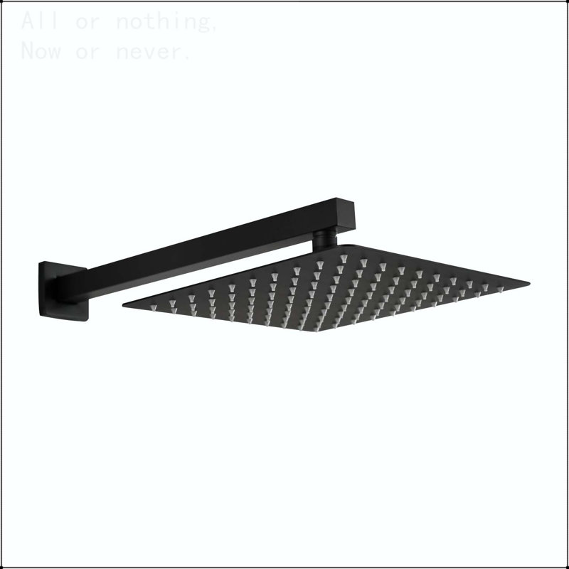 10 inch Wall Mount Rainfall Square Shower Head, Matte Black