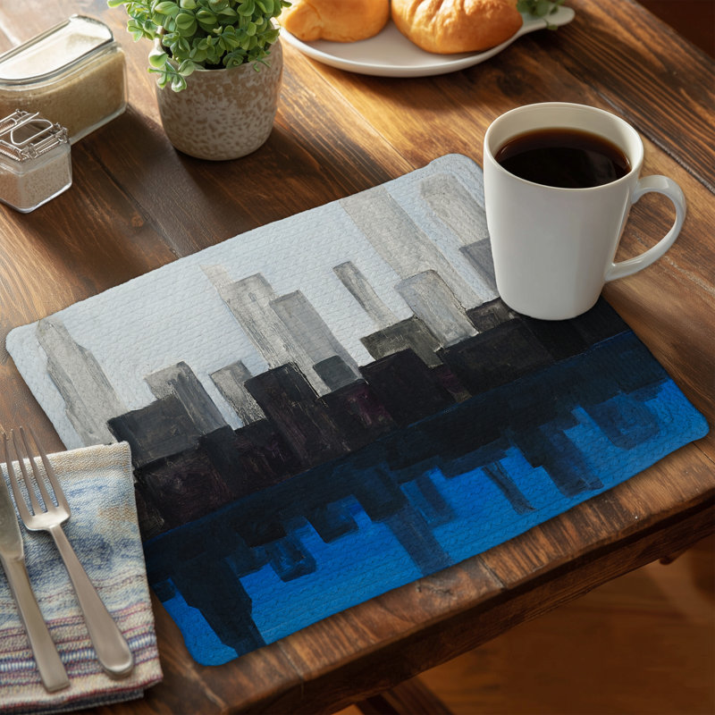 Blue City Braided Polyester Placemat - Building Blue Bedroom Decor