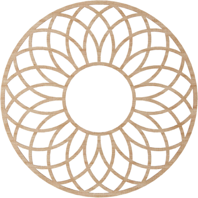 Médaillon de plafond en bois ajouré Cannes, Aulne, H 34 po x l 34 po x P 0,25 po
