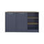 Îlot de cuisine Ginger, trois tablettes ouvertes, deux portes d'armoires avec option de rangement intérieur, îlot sur pied, organisateur de cuisine et décoration-132973087