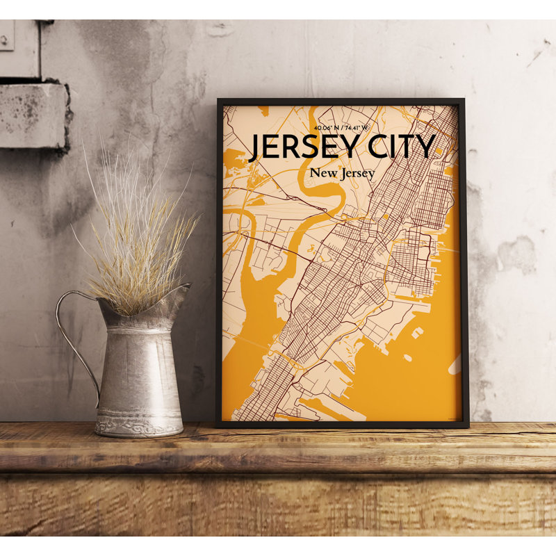 Jersey City Map - No Frame Print, 43.2cm H x 27.9cm W x 0.13cm D