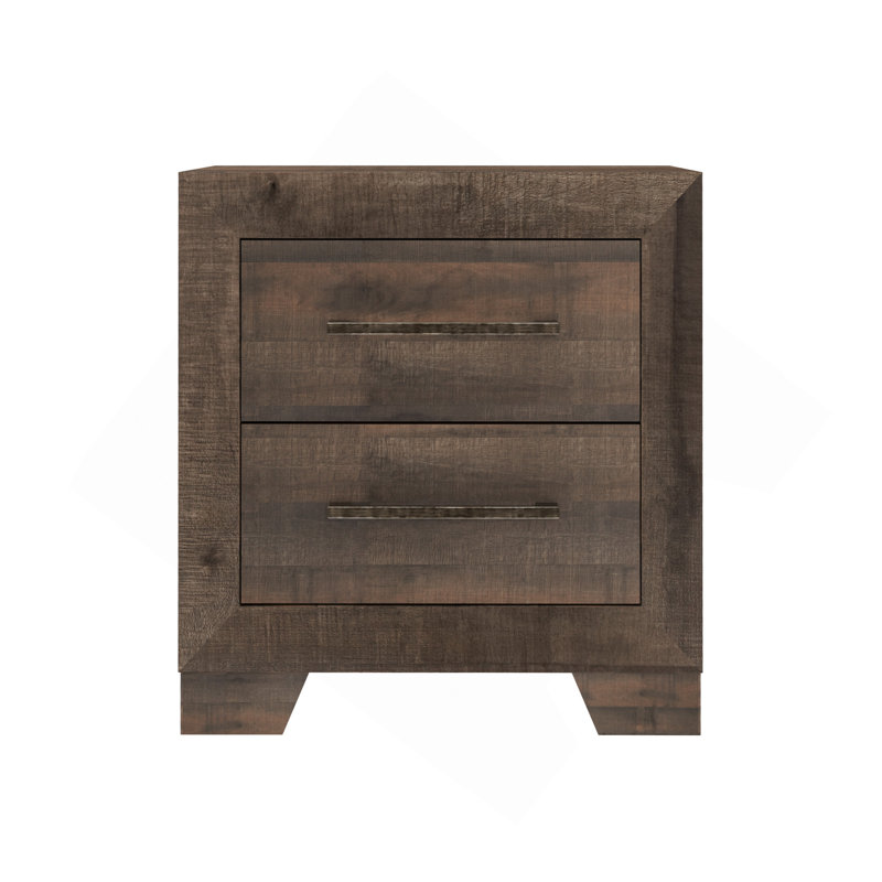 Table de chevet 2 tiroirs Plinz Brown, Brun