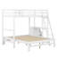 Lit simple superposé au dessus d'un lit double avec bureau intégré et 3 tiroirs, lit superposé en bois massif, blanc