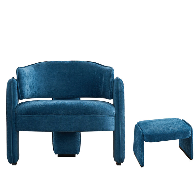 Fauteuil d'appoint moderne Mid-Century 32 po avec accoudoirs, Velours bleu