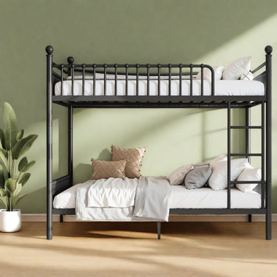 Lits superposés Queen gain de place, cadre moderne en métal noir pour la maison familiale
