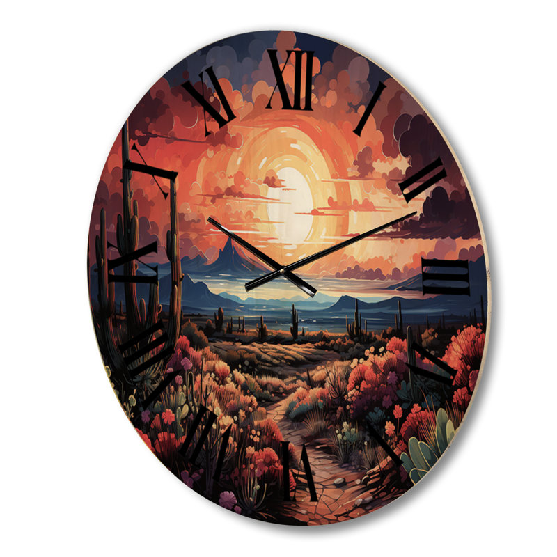 Horloge murale surdimensionnée Western Western Serenade Pointillism Landscape II, Moyenne