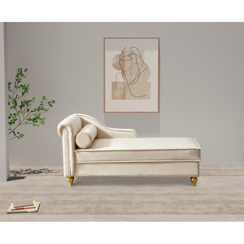 Chaise longue rembourrée Garrad, Beige