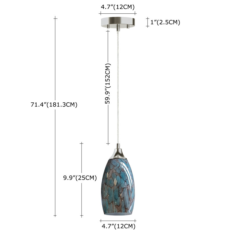 Luminaire suspendu en verre 71,4 po