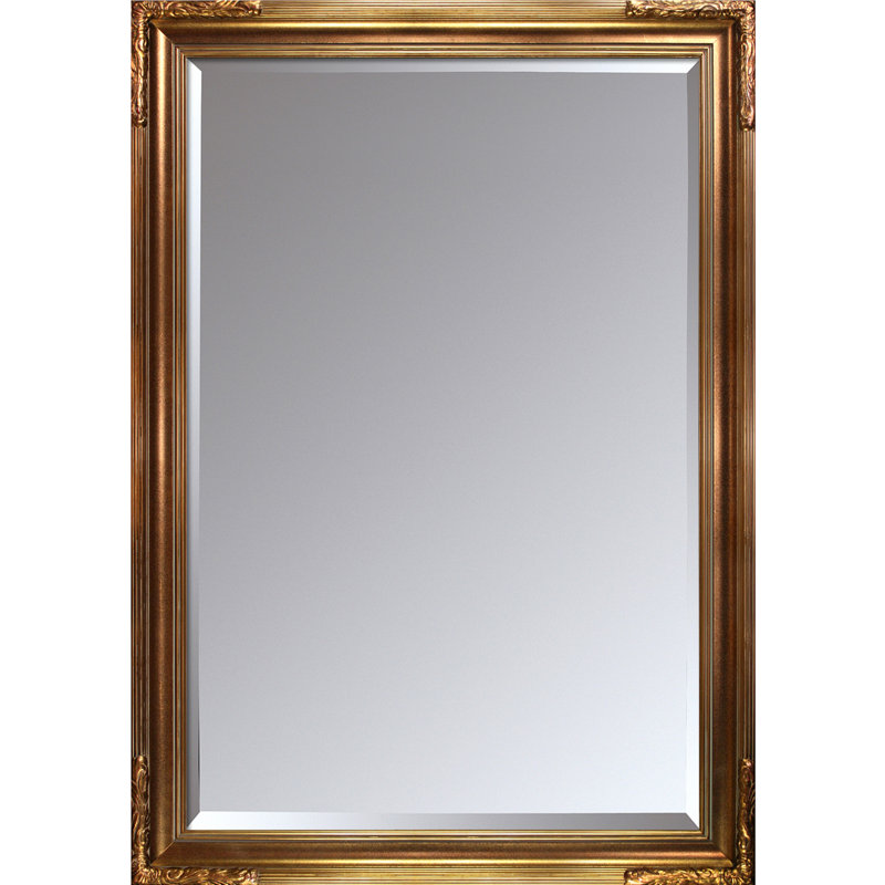 Miroir décoratif biseauté traditionnel Mulder, Or, 27 po x 31 po