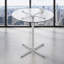 Table haute ronde en verre, table ronde de 36 po, plateau en verre trempé, support robuste à quatre colonnes chromé argenté, convient aux tables rondes transparentes dans les petits espaces.
