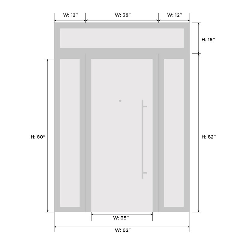 VDomDoors Deux 96 in. Steel 3 -Lite Prehung Front Entry Door, 96" H x 60" W x 3.25" D, Left Hand/Inswing