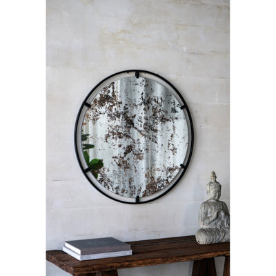 Miroir industriel mural en métal - 31,5 x 0,7 x 31,5 po, noir, 15,8 lb
