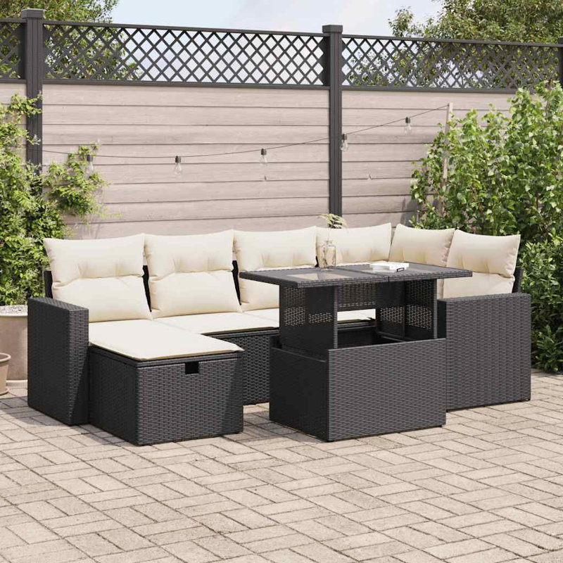 Vidaxl Garden Sofa Set PE Rattan, Powder-Coated Steel