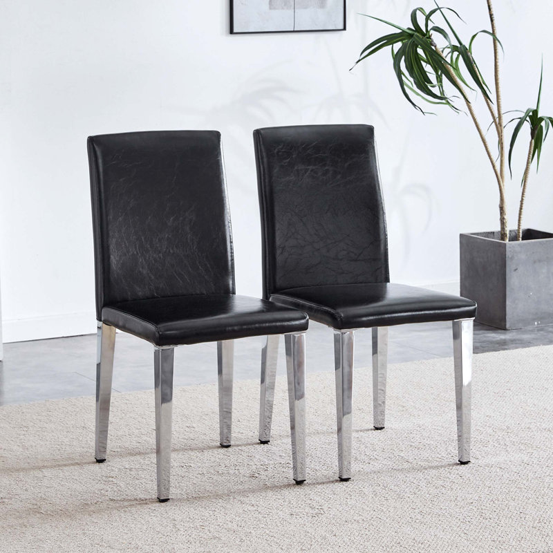 Ensemble de 2 chaises à dossier en polyuréthane avec pieds en métal