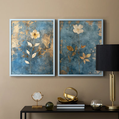 FLORAL Series XLIII - reproduction encadrée de qualité supérieure - prête à être accrochée - aucun clou requis - aucun clou requis