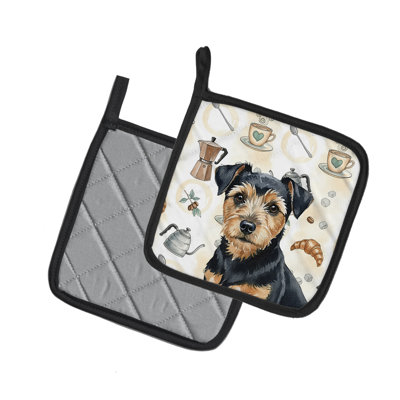 Paire de poignées noires et brun clair Norfolk Terrier