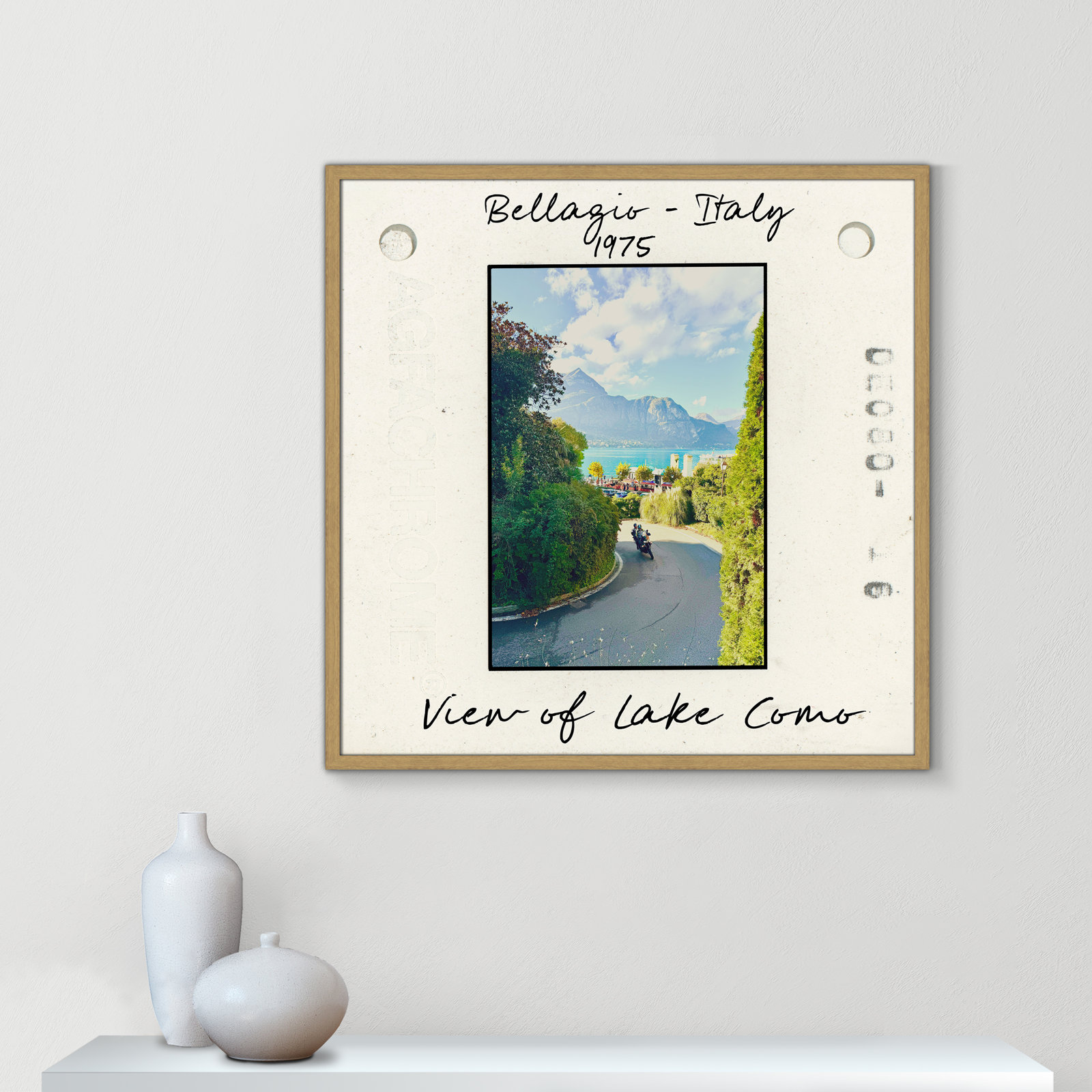 Belaggio, Italy - View of Lake Como Print by Susan Jill, 32" H x 32" W x 0.75" D, Natural Single Picture Framed Paper