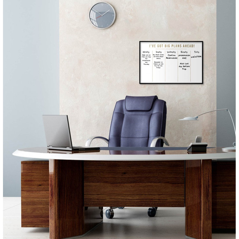 Tableau effaçable mural, H 16,5 po x l 24,5 po x P 0,5 po