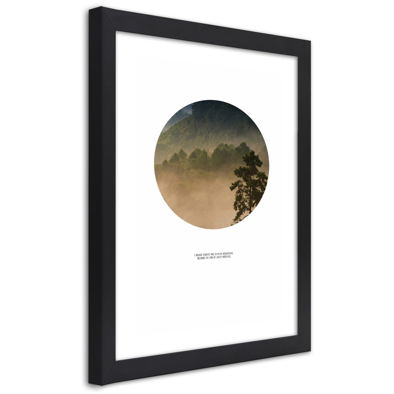 Foggy Forest Circle Nature - Single Picture Frame Print, 100cm H x 70cm W, Black