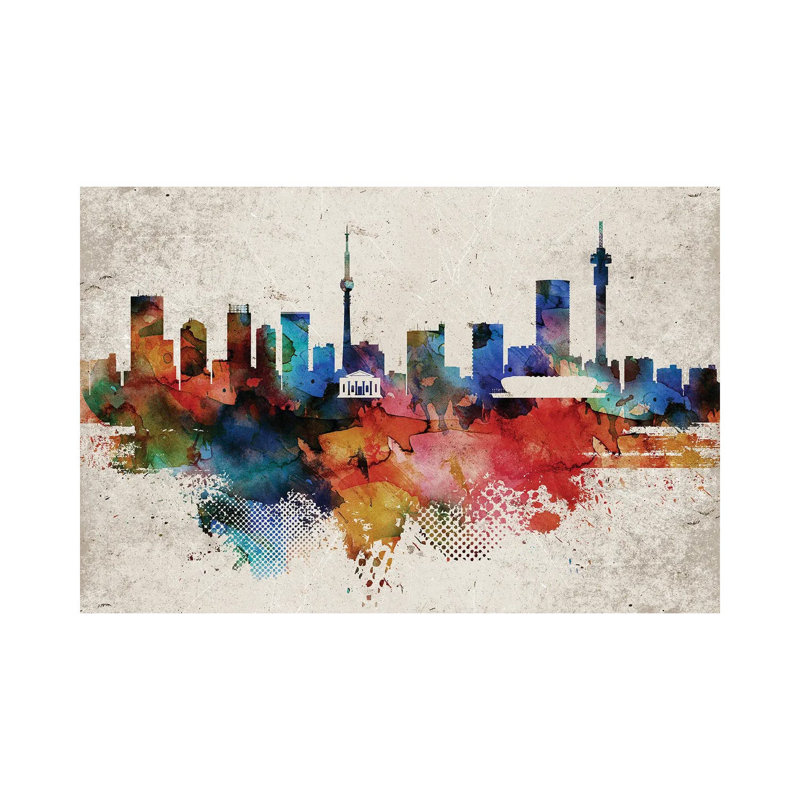 Johannesburg Abstract Skyline by WallDecorAddict - Wrapped Canvas Print, 66.04 cm H x 45.72 cm W