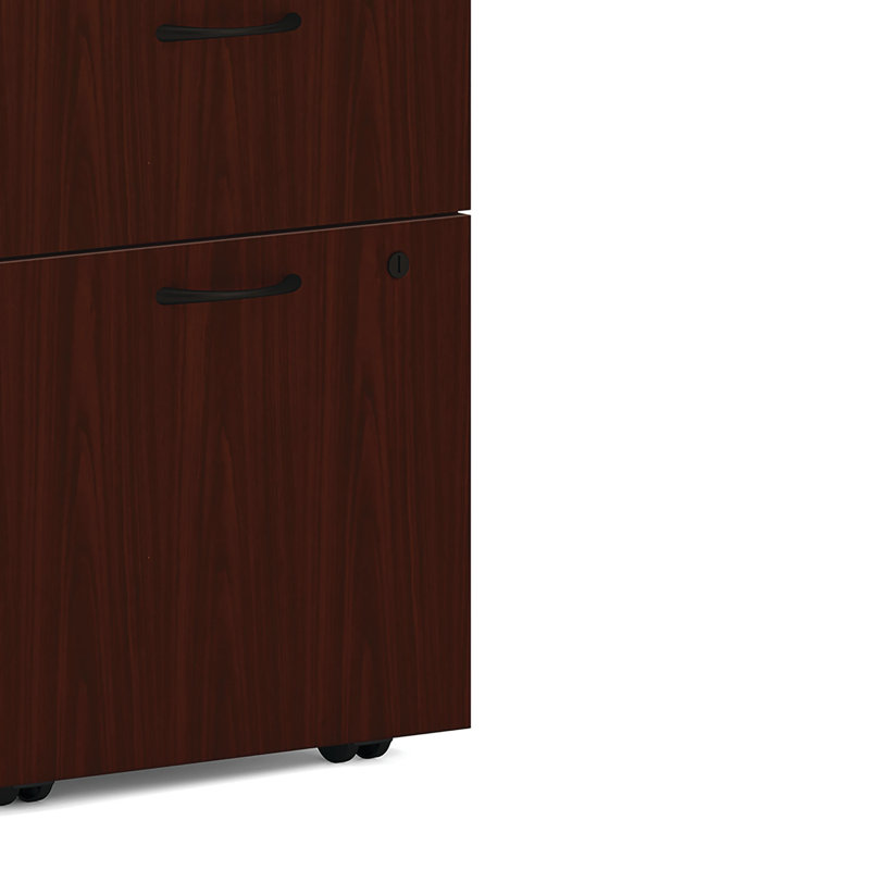 HON MOD Mobile Pedestal, 1 Box / 1 File Drawer, 15"W, Traditional Mahogany, Traditional Mahogany
