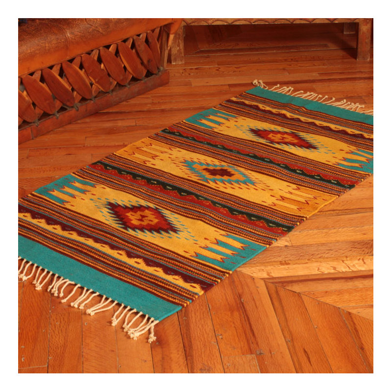 Mclamb Flatweave Wool Southwestern Area Rug in Yellow