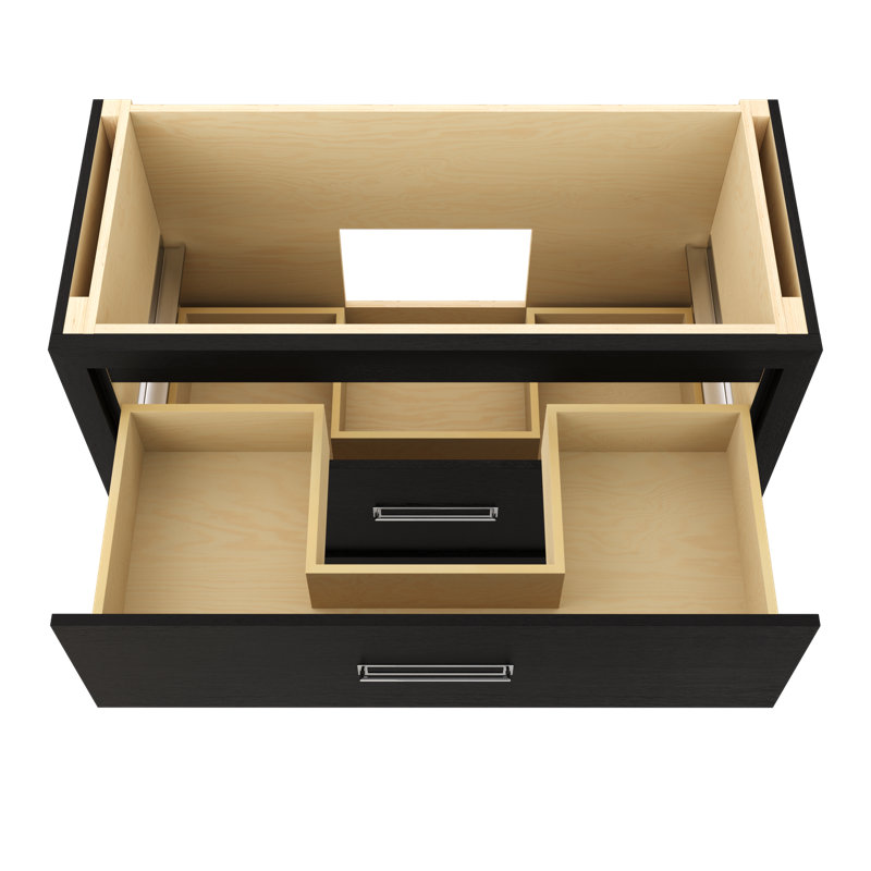 Avalon Two-Drawer Single Bath Vanity, Classic Black, 48", Polished Chrome