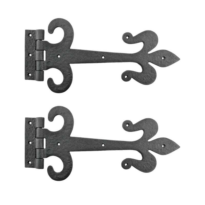 Charnière de sangle décorative en fer forgé fleur de lis