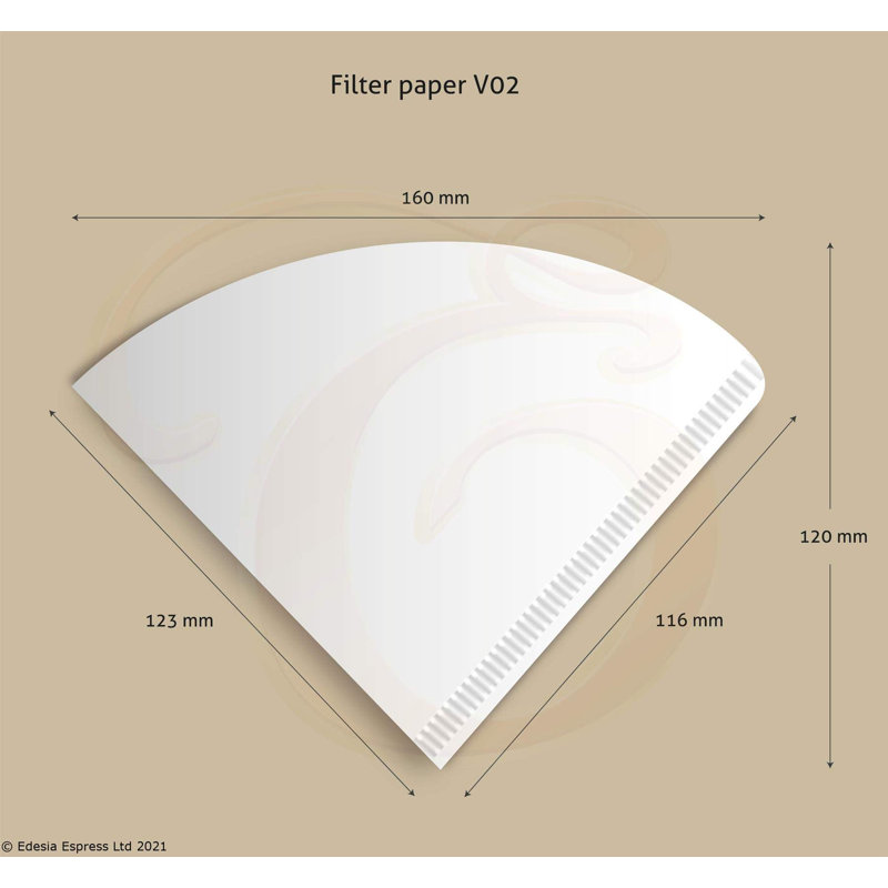 1500 Size V02 White Coffee Filter Paper Cones – V Shaped, Compatible With Hario
