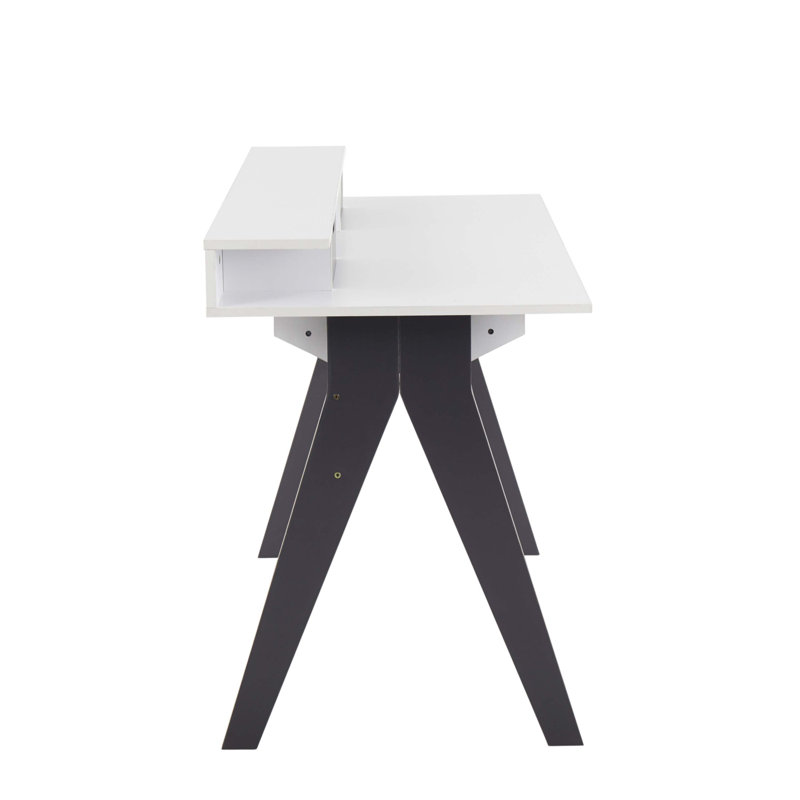 Wishbone Contemporary Desk In Grey And White Wood