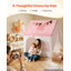 Tente de jeu pour enfants, structure en PVC, avec tapis rembourré rose, utilisable à l'intérieur et à l'extérieur, coin lecture/sieste, sac de transport, drapeau, fenêtre aérée et guirlande lumineuse étoilée.
