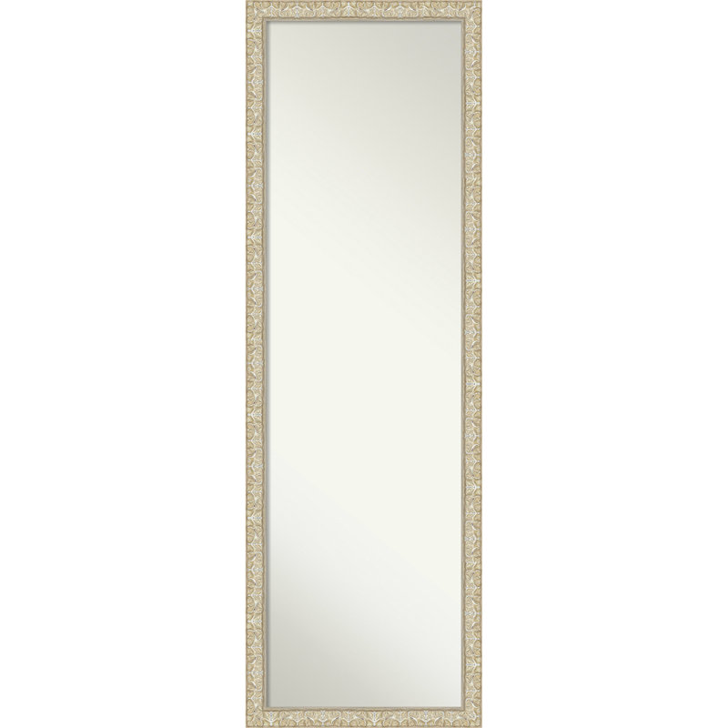 Lila Non-Beveled Wood Framed Full-Length On the Door Mirror, Silver