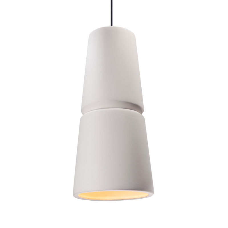 Luminaire suspendu conique à 1 lumière Logan, Noir mat, Bisque, H 13,5 po x l 6 po x P 6 po