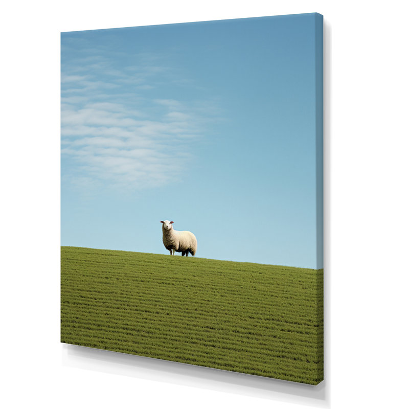 «Sheep Minimalistic Solitude - Animals», reproduction sur toile, H 44 po x l 34 po x P 1,5 po, Toile tendue