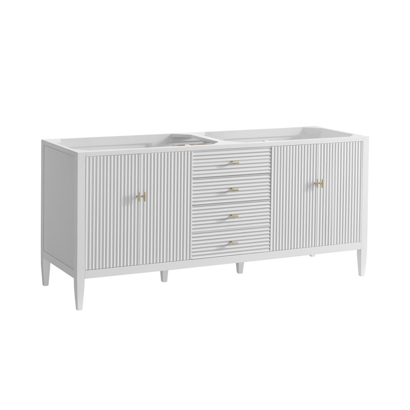 Myrrin 72'' W Double Vanity, Bright White, Carrara White, 8" Widespread