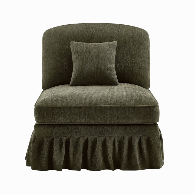 Armless Sofa Chenille W/1 Pillow