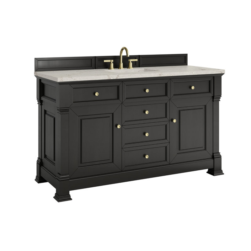 Brookfield Single Vanity, Widespread, Victorian Silver, Black Onyx