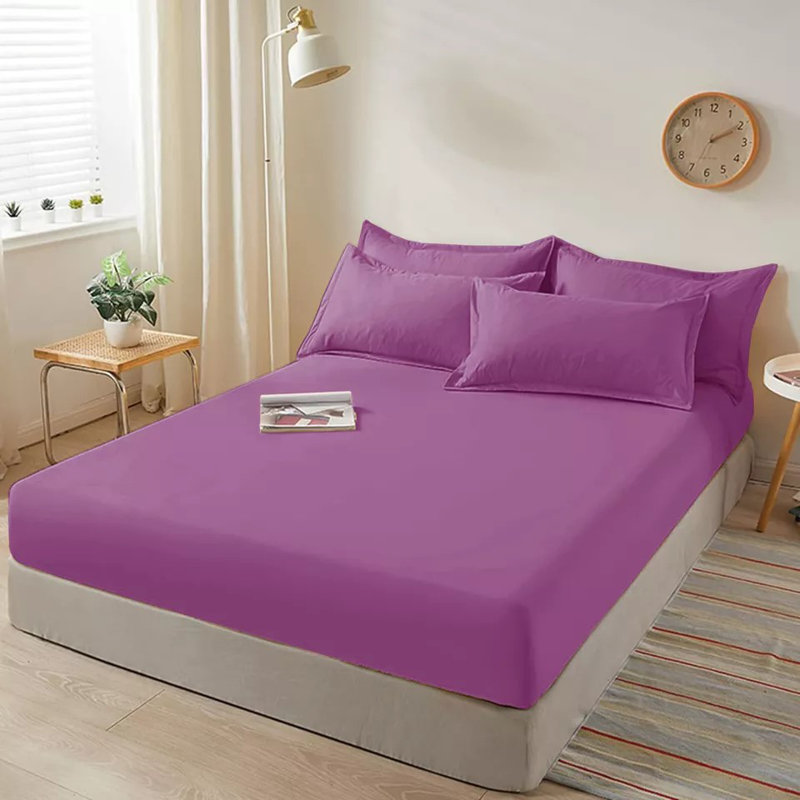 40cm Extra Deep Fitted Sheet - Luxury Microfiber Deep Pocket Bed Sheet Secure Fit, Double (4'6), Lilac/Purple