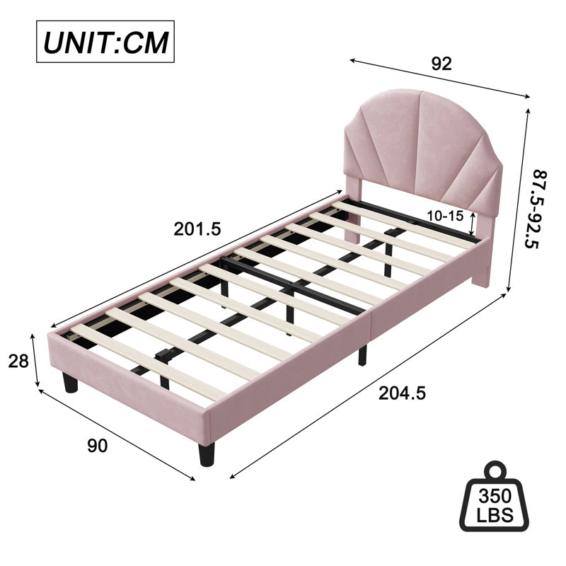 Solid Wood Bed, European Single (90 x 200 cm), Pink