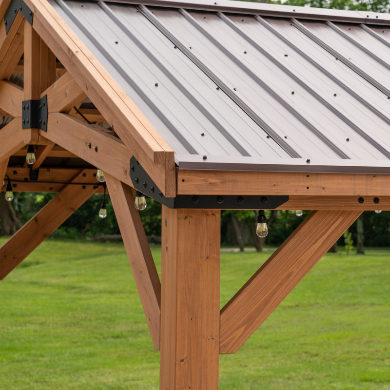 Norwood 16 ft. x 12 ft. Cedar Wood Gazebo with Steel Roof