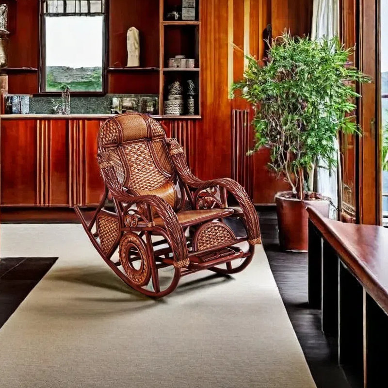 Chaise berçante en rotin, Brun-roux