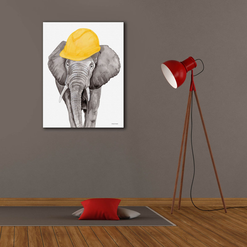 Toile épique «Construction Elephant» par Rachel Nieman, 26 po x 34 po