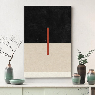 Motif géométrique art déco rouge et noir, formes abstraites, minimalisme, décoration murale nordique contemporaine sur toile