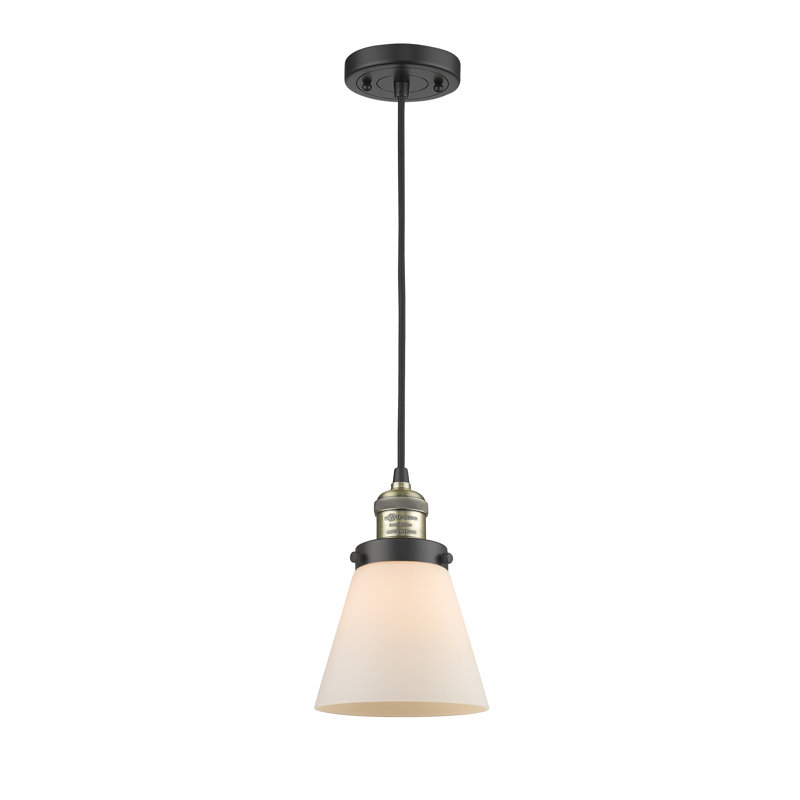 Hanlon 1 - Light Single Pendant, Matte White Cased, Brushed Satin Nickel, 3.5 Watt Vintage LED Bulb
