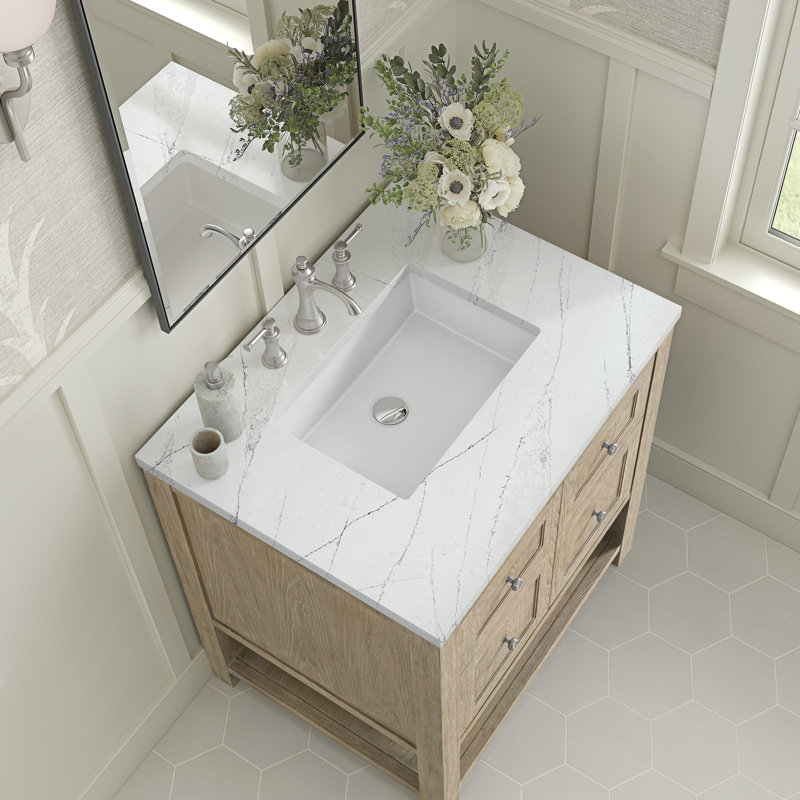 Breckenridge 30'' W Single Vanity, Whitewashed Oak, Ethereal Noctis, 8" Widespread