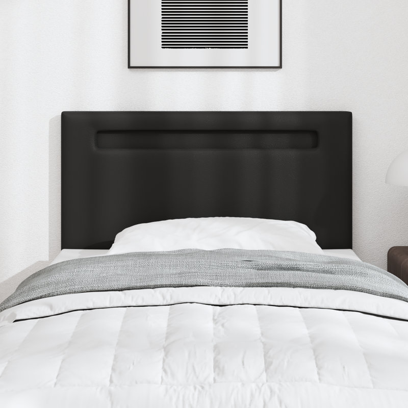 Headboard Plain Design Faux Leather, 98cm H x 100cm W x 5cm D, Black, 100 x 200cm